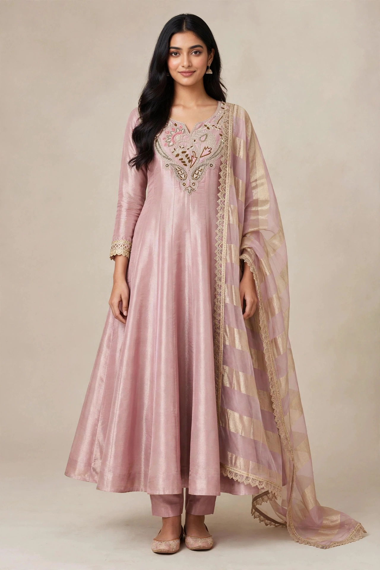 Viscose Rassion Tissue Suit with Organza Dupatta